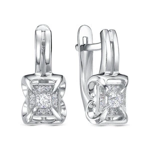 Серьги «Дельта» серебряные с фианитом