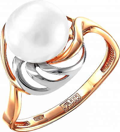 Кольцо  из красного золота с жемчугом