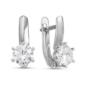 Серьги «Дельта» из белого золота с фианитом