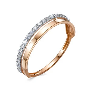 Кольцо «Дельта» из красного золота с фианитом