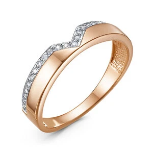 Кольцо «Дельта» из красного золота с фианитом