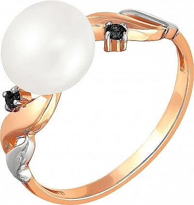 Кольцо  из красного золота с жемчугом