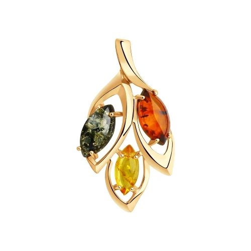 Подвеска из серебра с позолотой с янтарем