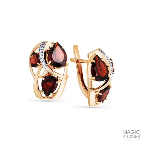 Серьги  из красного золота с султанитом