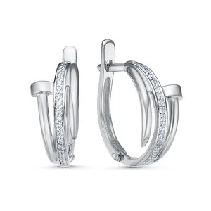 Серьги «Дельта» из белого золота с фианитом