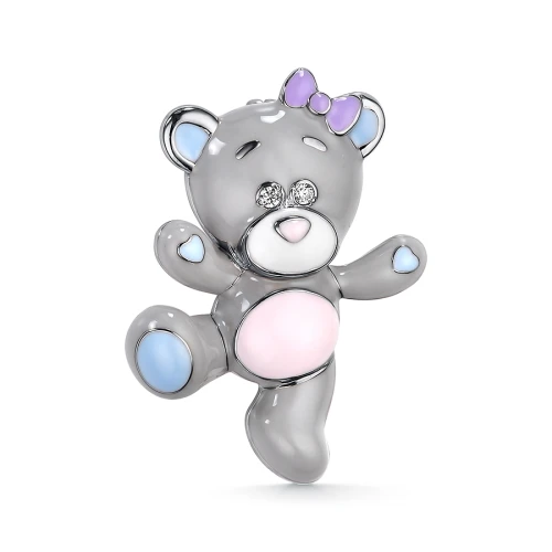 Брошь «DEWI» серебряная с фианитом