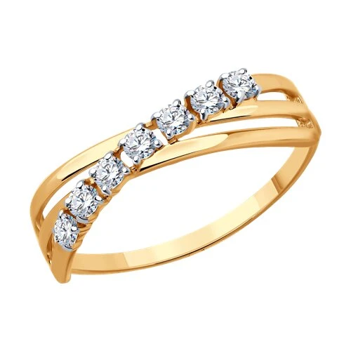 Кольцо  из красного золота с фианитом