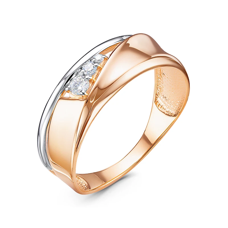 Кольцо  из красного золота с фианитом