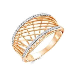 Кольцо  из красного золота с фианитом