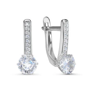 Серьги «Дельта» из белого золота с фианитом