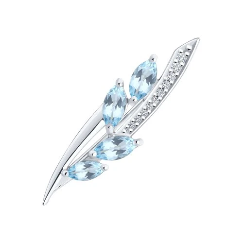 Брошь  серебряная с топазом