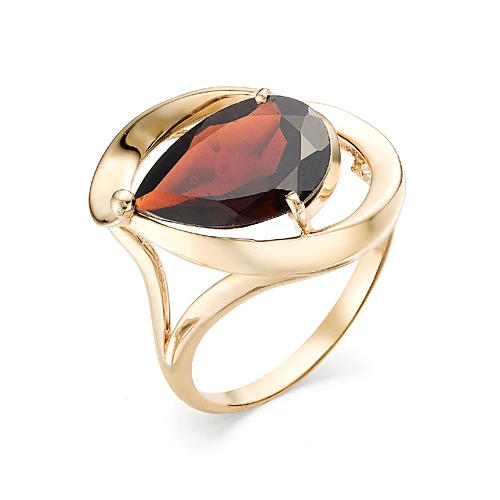 Кольцо  из красного золота с гранатом