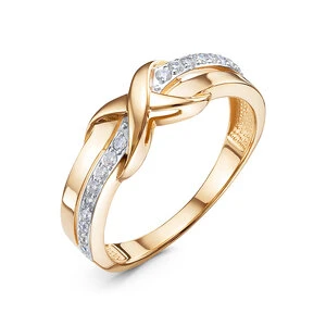 Кольцо «Дельта» из красного золота с фианитом