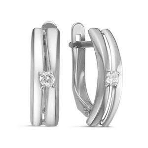 Серьги «Дельта» из белого золота с фианитом