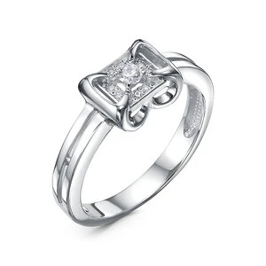 Кольцо «Дельта» серебряное с фианитом