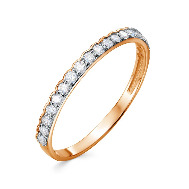 Кольцо  из красного золота с выращенным бриллиантом