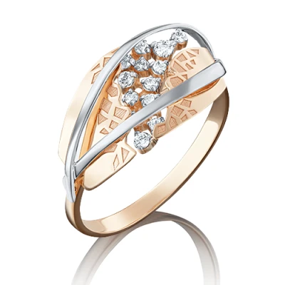 Кольцо  из комбинированного золота с фианитом