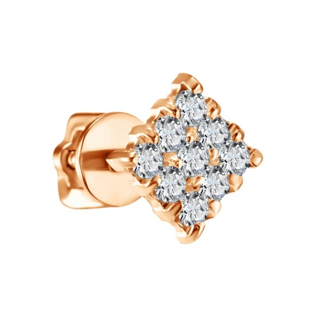 Пирсинг  из красного золота с фианитом