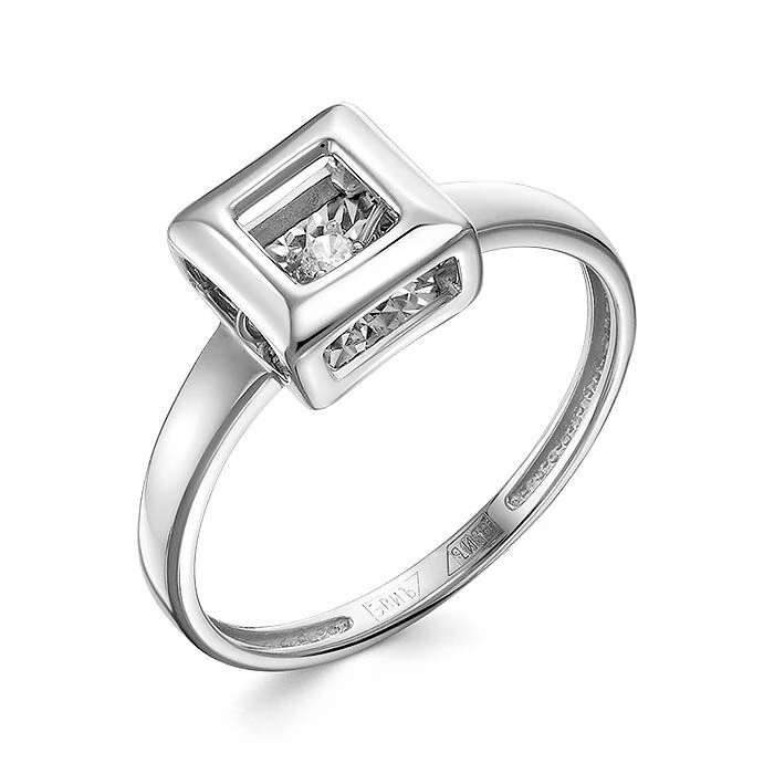 Кольцо  из белого золота с природным бриллиантом