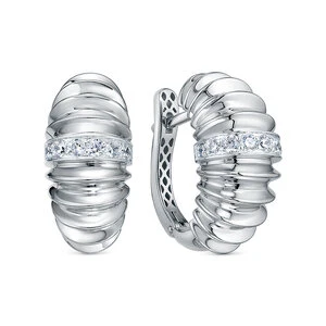 Серьги «Дельта» серебряные с фианитом