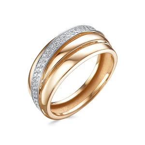 Кольцо «Дельта» из красного золота с фианитом