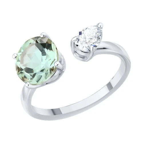 Кольцо  серебряное с празиолитом