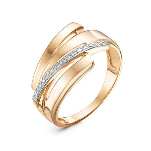 Кольцо «Дельта» из красного золота с фианитом