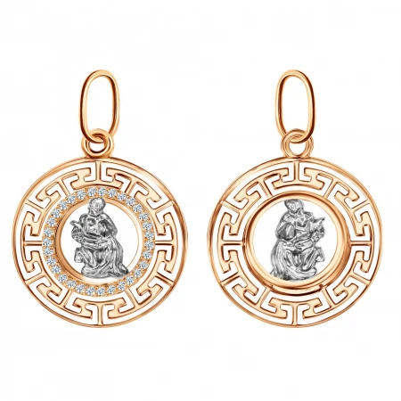 Подвеска  из комбинированного золота с фианитом