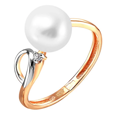 Кольцо  из красного золота с жемчугом