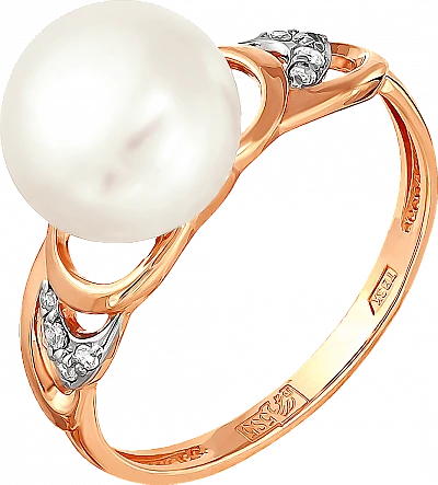 Кольцо  из красного золота с жемчугом