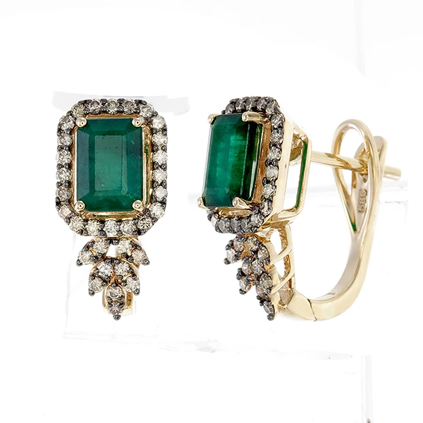 Серьги  золотые с изумрудом