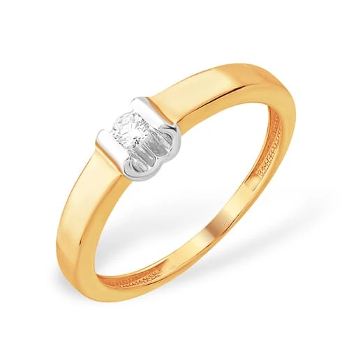 Кольцо  из красного золота с природным бриллиантом