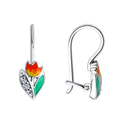 Серьги  серебряные с фианитом