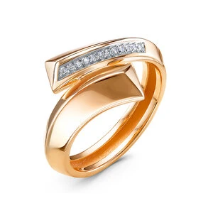 Кольцо «Дельта» из красного золота с фианитом