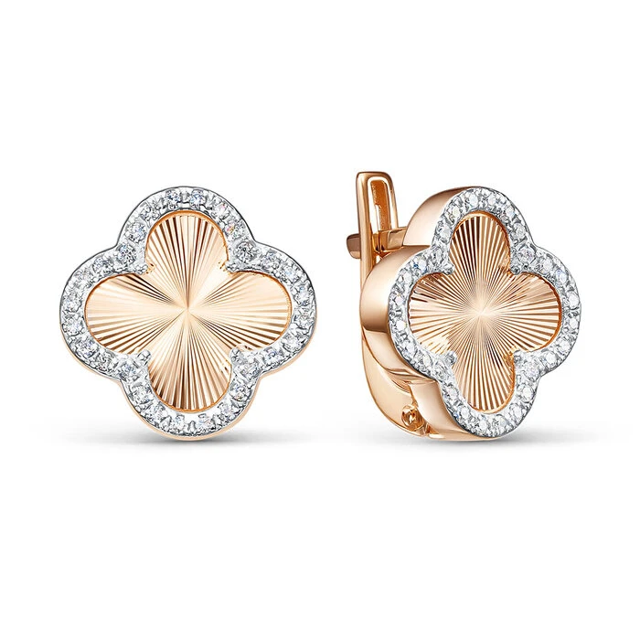 Серьги «BERGER» из красного золота с фианитом