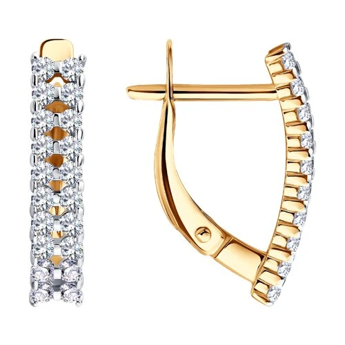 Серьги  из красного золота с фианитом