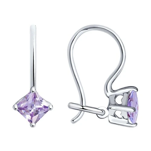 Серьги  серебряные с фианитом