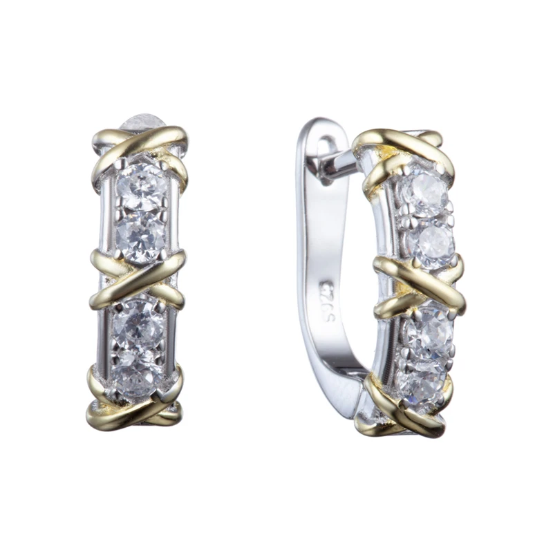 Серьги  из серебра с позолотой с фианитом