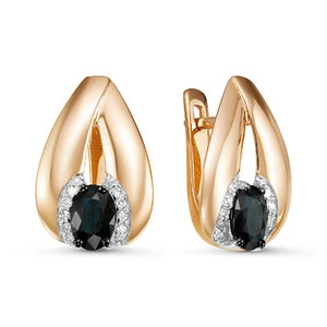 Серьги «Дельта» из красного золота с сапфиром