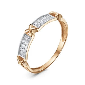 Кольцо  из красного золота с фианитом