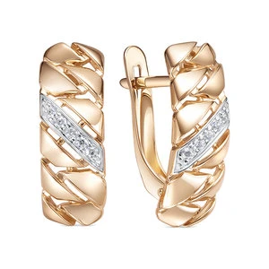 Серьги «Дельта» из красного золота с фианитом