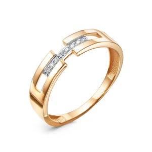 Кольцо «Дельта» из красного золота с фианитом