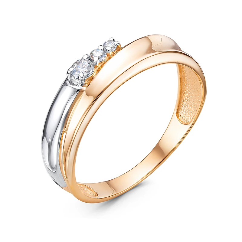 Кольцо  из красного золота с фианитом