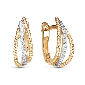 Серьги «Дельта» из красного золота с бриллиантом