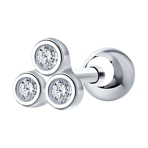 Пирсинг  серебряный с фианитом