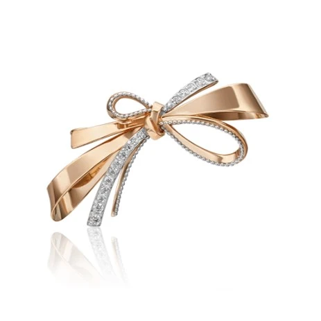 Брошь  из комбинированного золота с фианитом