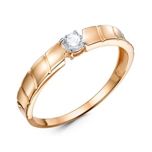 Кольцо  из красного золота с фианитом