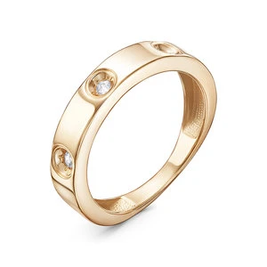 Кольцо «Дельта» из красного золота с фианитом