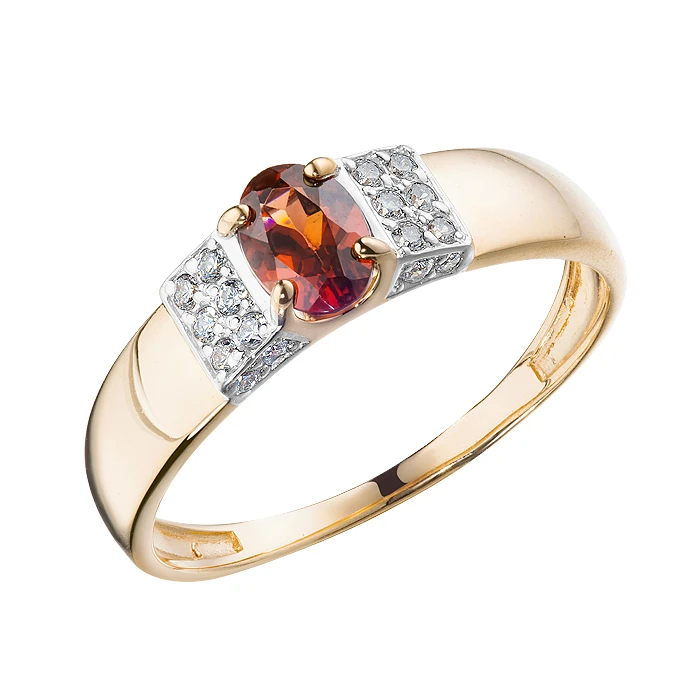 Кольцо  из красного золота с родолитом