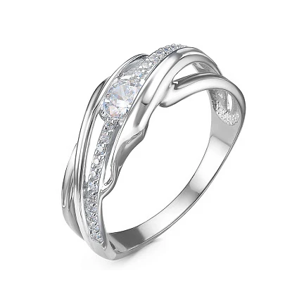 Кольцо  из белого золота с фианитом